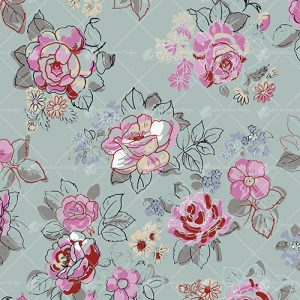 Outline Leaves and Roses F908