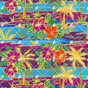 Outline Palm Trees & Hibiscus T