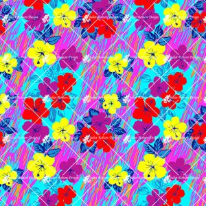 Bright flowers on stripe F1535