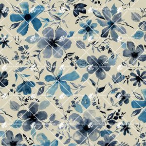 Blue Watercolour Flowers CARD128