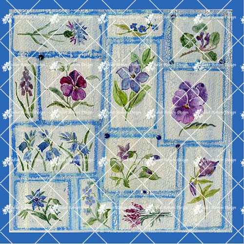 Blue Flower Collage CARD24