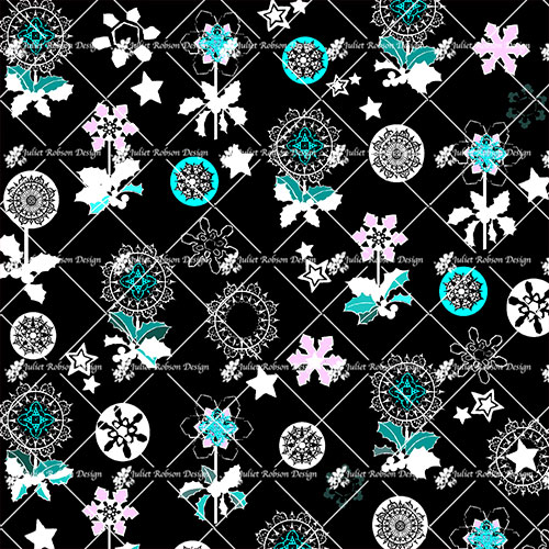 Xmas Motifs on Black CARDC173