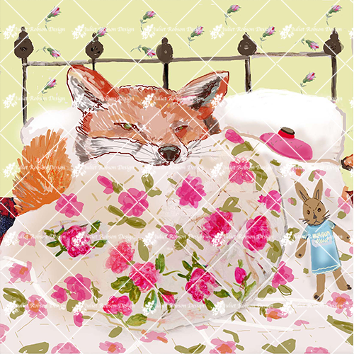 Fox in Bed CardC220