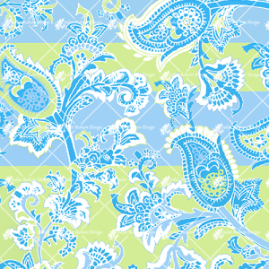 Large Paisley Blue & Lime M2409
