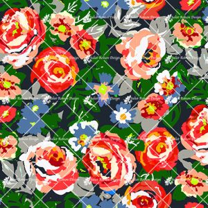 Painterly Roses & Blue F2266