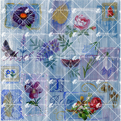 Blue Card with Violet and Vetch CARD234