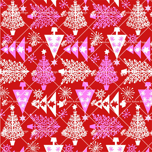 Red and Pink Christmas Trees CARD239