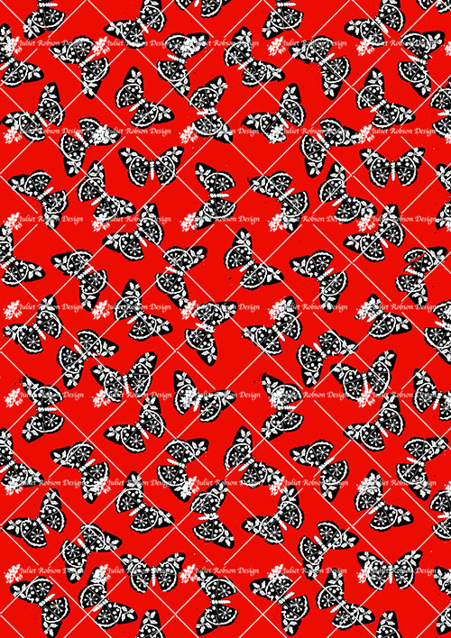 Butterflies on Red D2308