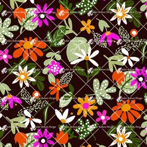 Funky Floral on Black F2332