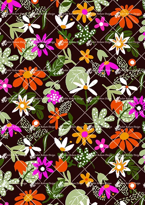 Funky Floral on Black F2332